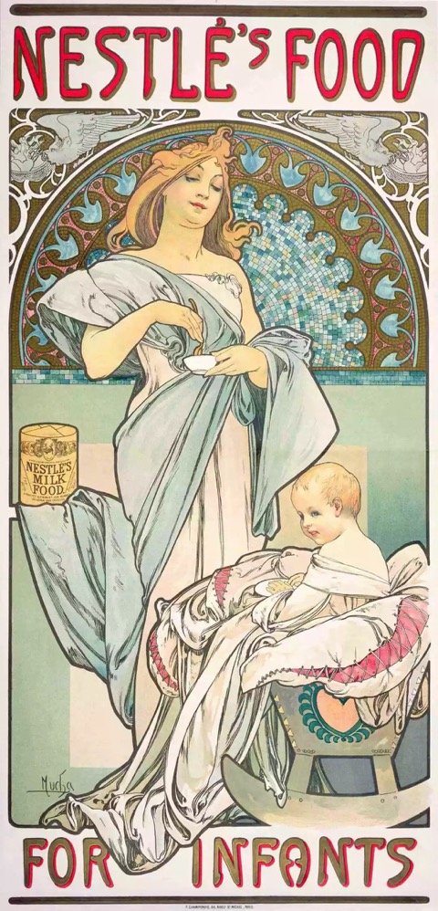 慕夏，雀巢婴儿食品海报，1897年